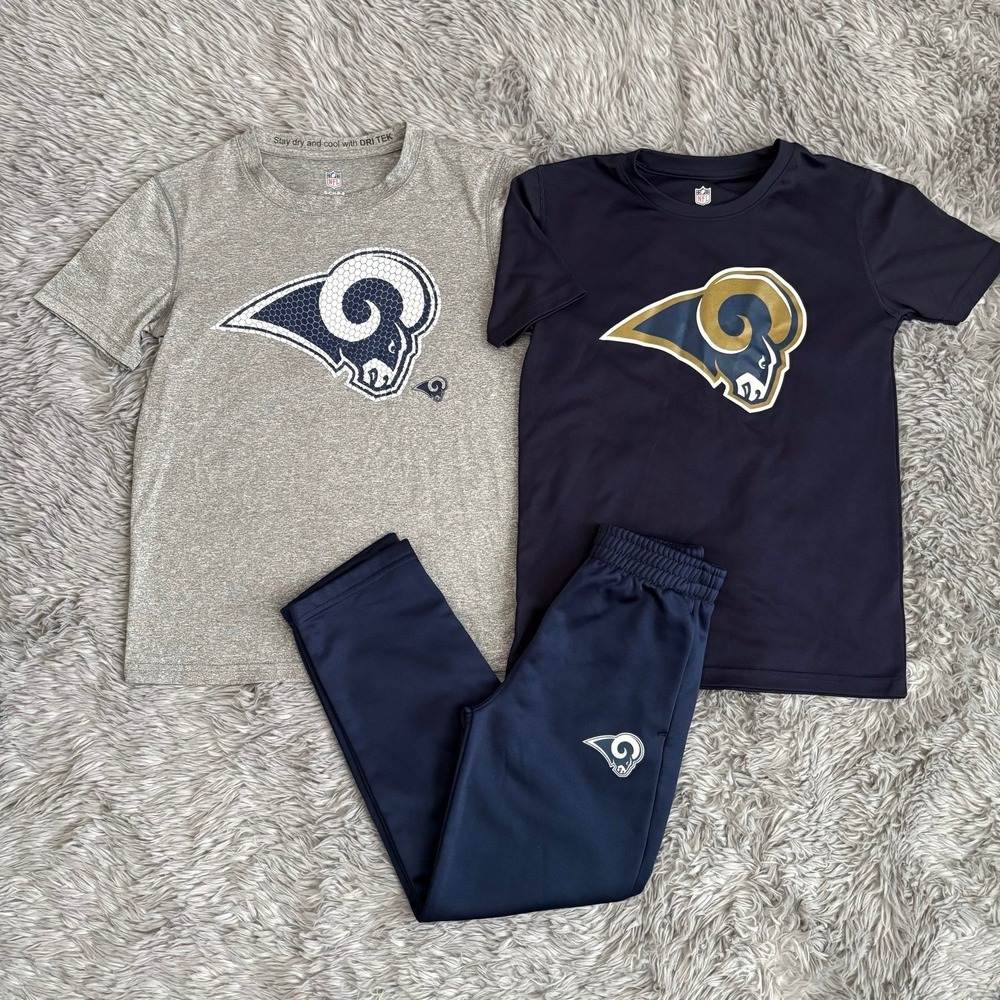 NFL Los Angeles Ram Shirts & Jogger Pant‎ Bundle Drifit Navy Boys Youth Small
